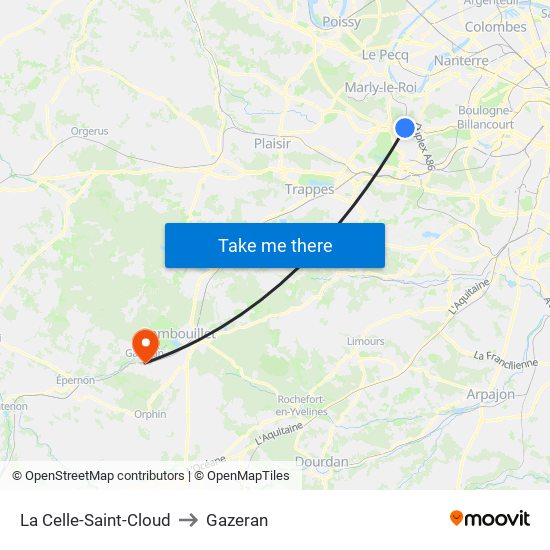 La Celle-Saint-Cloud to Gazeran map