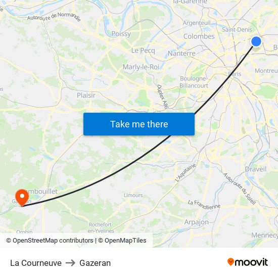La Courneuve to Gazeran map