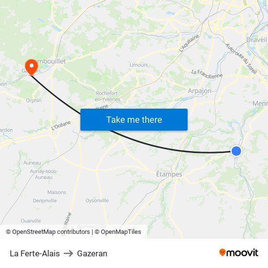 La Ferte-Alais to Gazeran map