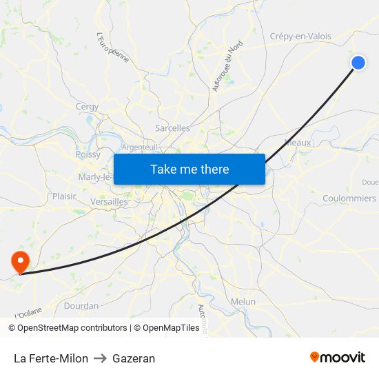 La Ferte-Milon to Gazeran map