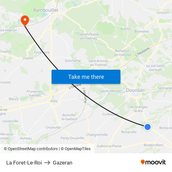 La Foret-Le-Roi to Gazeran map
