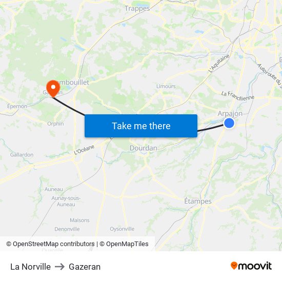 La Norville to Gazeran map