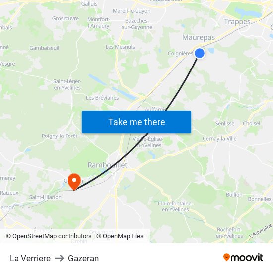 La Verriere to Gazeran map