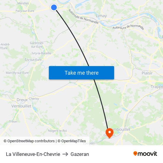 La Villeneuve-En-Chevrie to Gazeran map