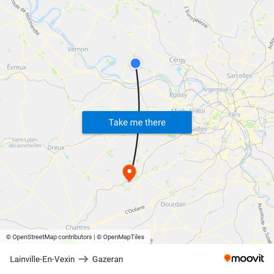 Lainville-En-Vexin to Gazeran map