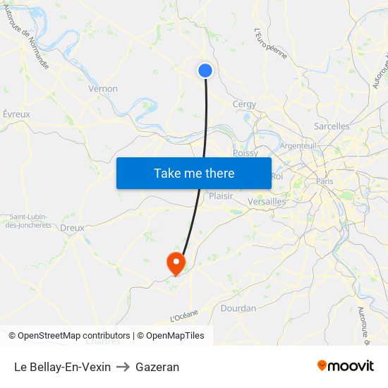 Le Bellay-En-Vexin to Gazeran map