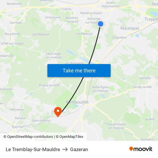 Le Tremblay-Sur-Mauldre to Gazeran map