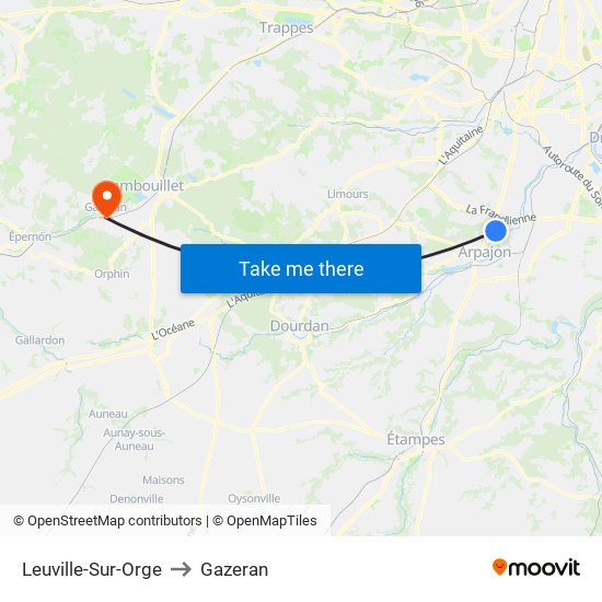 Leuville-Sur-Orge to Gazeran map