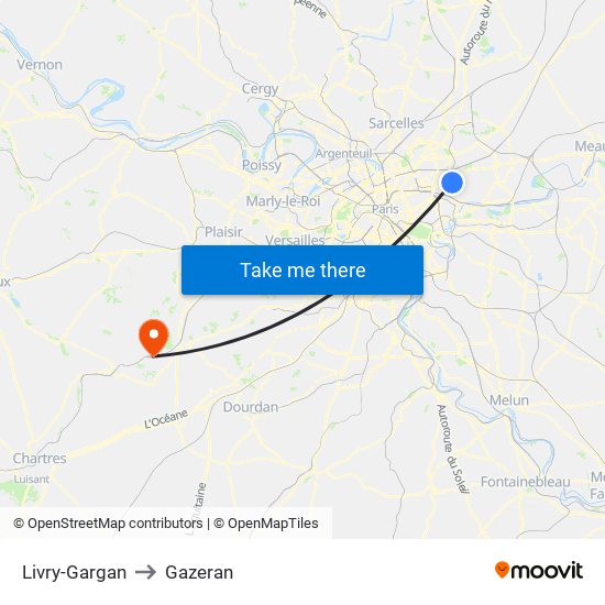 Livry-Gargan to Gazeran map