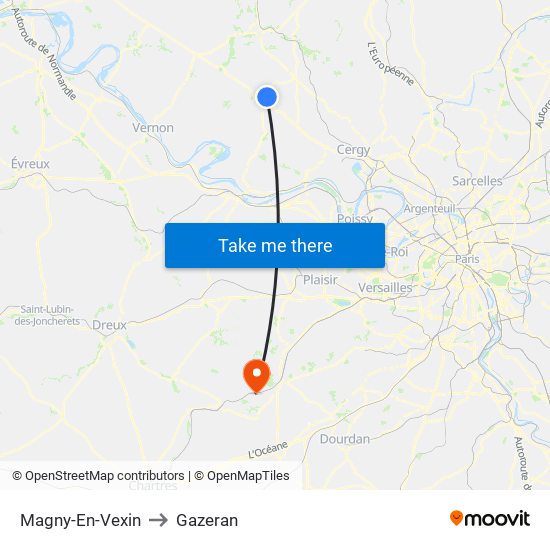 Magny-En-Vexin to Gazeran map