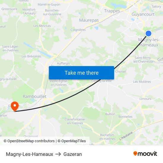 Magny-Les-Hameaux to Gazeran map
