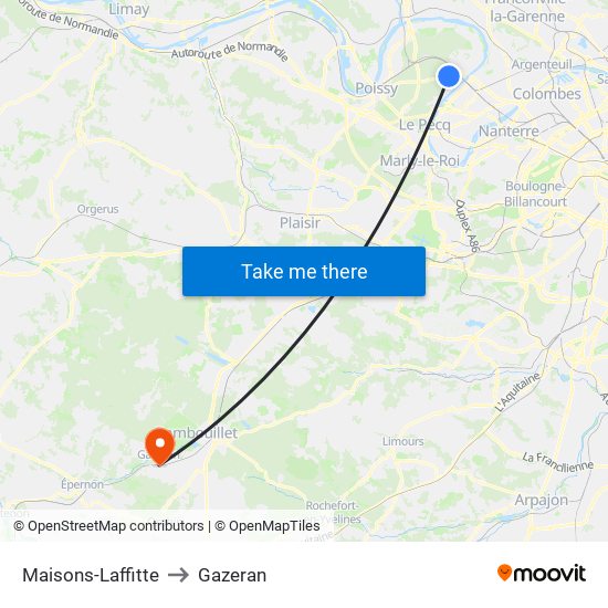 Maisons-Laffitte to Gazeran map