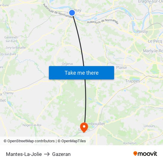 Mantes-La-Jolie to Gazeran map