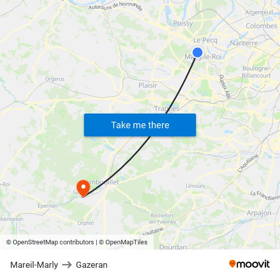 Mareil-Marly to Gazeran map