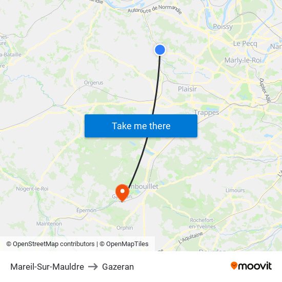 Mareil-Sur-Mauldre to Gazeran map
