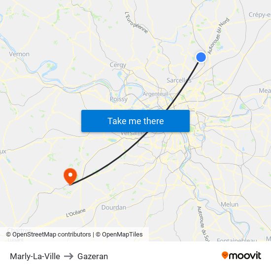 Marly-La-Ville to Gazeran map