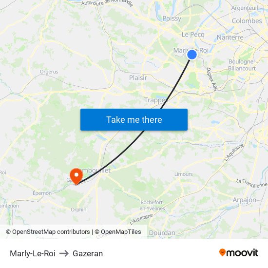 Marly-Le-Roi to Gazeran map