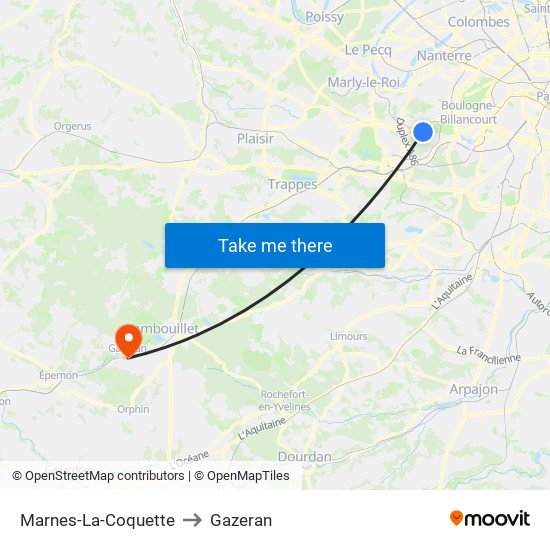 Marnes-La-Coquette to Gazeran map
