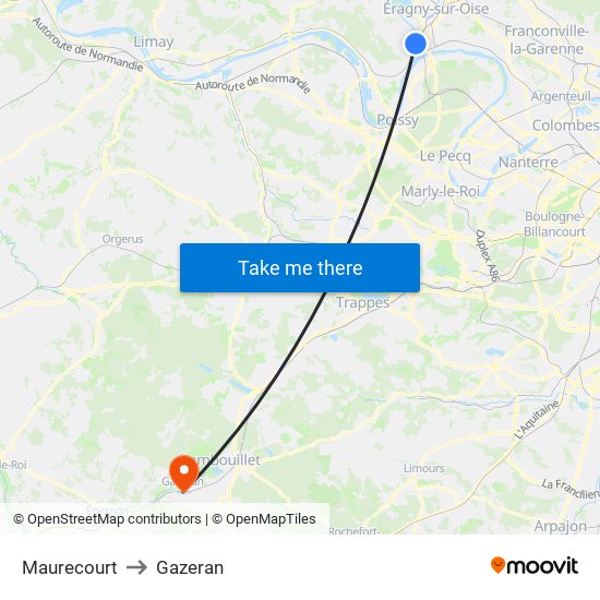 Maurecourt to Gazeran map