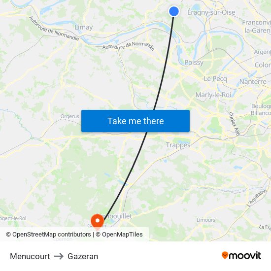 Menucourt to Gazeran map