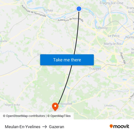 Meulan-En-Yvelines to Gazeran map