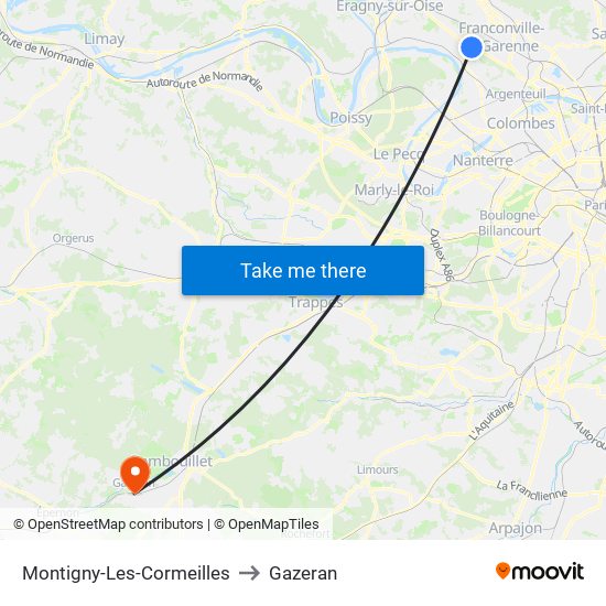 Montigny-Les-Cormeilles to Gazeran map