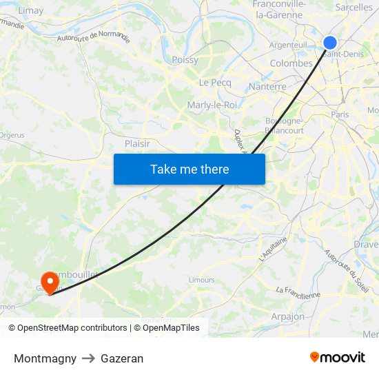 Montmagny to Gazeran map