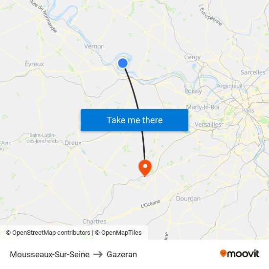 Mousseaux-Sur-Seine to Gazeran map