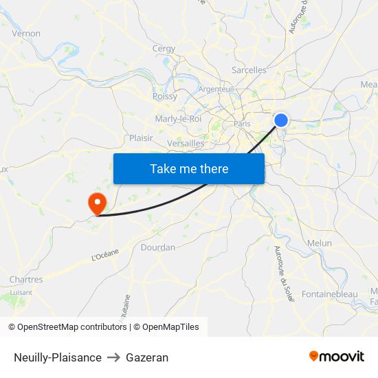 Neuilly-Plaisance to Gazeran map