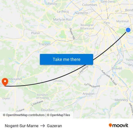 Nogent-Sur-Marne to Gazeran map