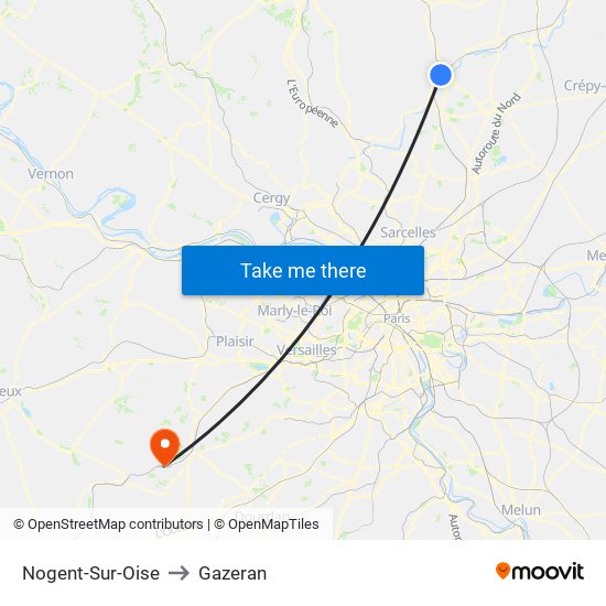 Nogent-Sur-Oise to Gazeran map