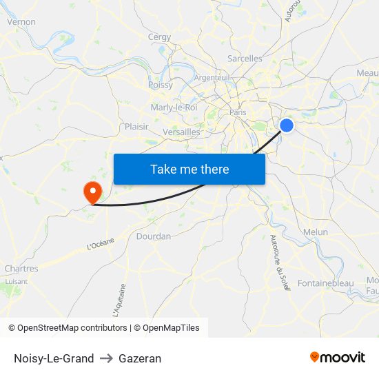 Noisy-Le-Grand to Gazeran map