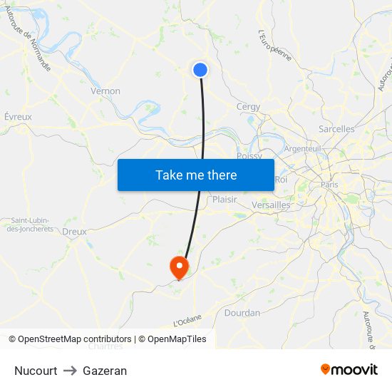 Nucourt to Gazeran map