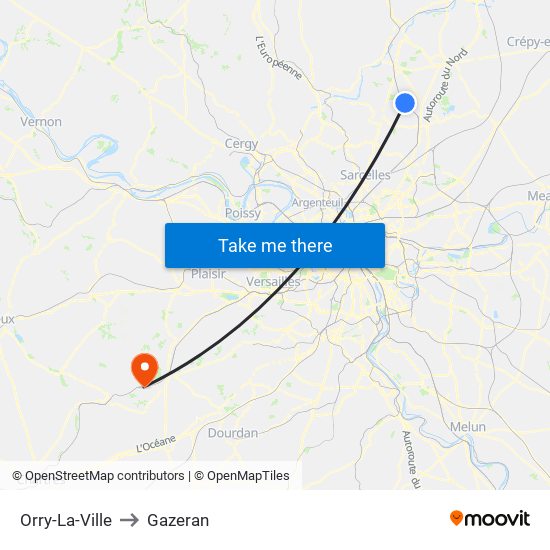 Orry-La-Ville to Gazeran map