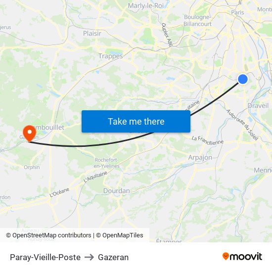 Paray-Vieille-Poste to Gazeran map