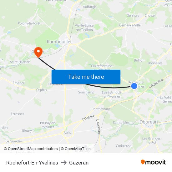 Rochefort-En-Yvelines to Gazeran map