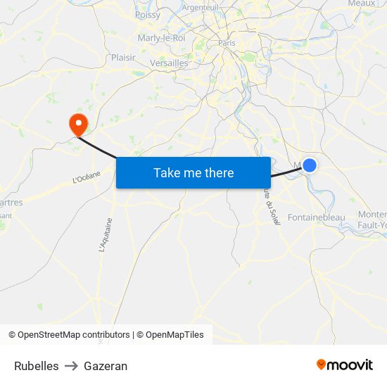 Rubelles to Gazeran map