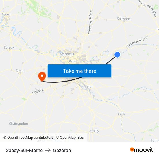 Saacy-Sur-Marne to Gazeran map