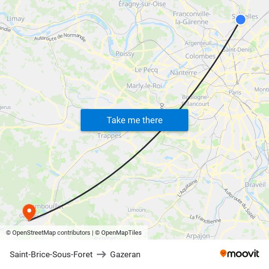 Saint-Brice-Sous-Foret to Gazeran map