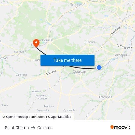 Saint-Cheron to Gazeran map