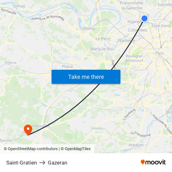 Saint-Gratien to Gazeran map
