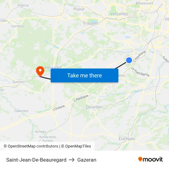 Saint-Jean-De-Beauregard to Gazeran map