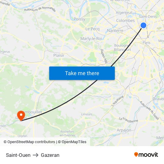 Saint-Ouen to Gazeran map