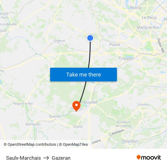 Saulx-Marchais to Gazeran map