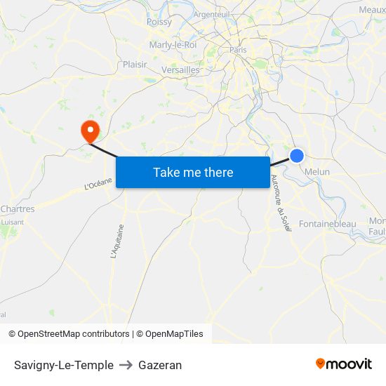 Savigny-Le-Temple to Gazeran map