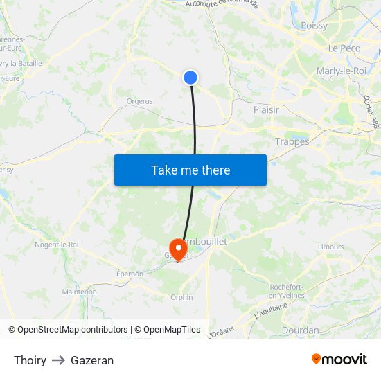 Thoiry to Gazeran map