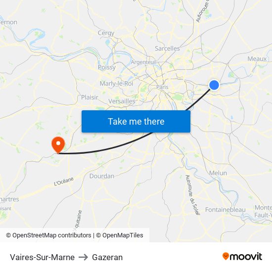 Vaires-Sur-Marne to Gazeran map