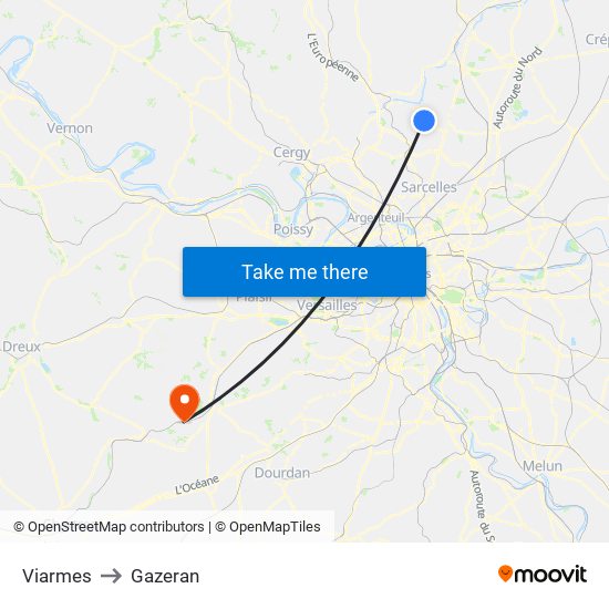 Viarmes to Gazeran map