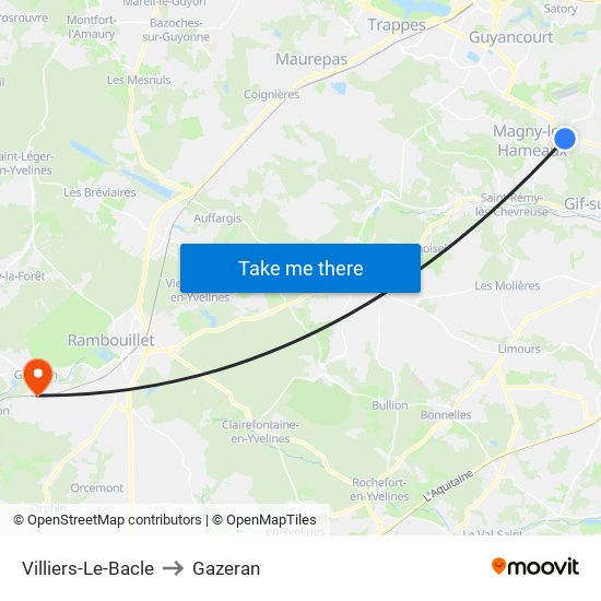 Villiers-Le-Bacle to Gazeran map