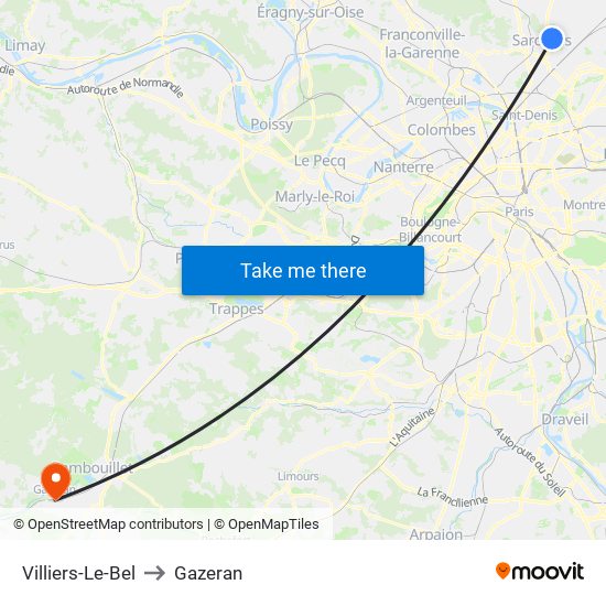 Villiers-Le-Bel to Gazeran map